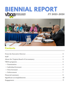 cover of biennial report with table of contents